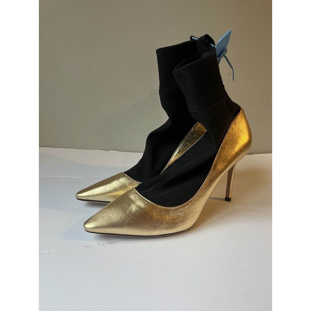 Jimmy Choo Metallic Gold Ankle Booties with Black Detail